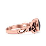 Celtic Pear Lab Opal Ring Solid Oxidized 925 Sterling Silver
