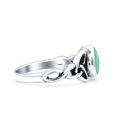 Celtic Pear Lab Opal Ring Solid Oxidized 925 Sterling Silver