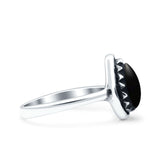 Petite Dainty Pear Lab Opal Ring Solid Oxidized 925 Sterling Silver