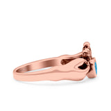 Petite Dainty Heart Lab Opal Ring Solid Oxidized 925 Sterling Silver