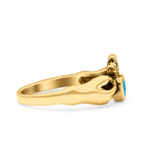 Petite Dainty Heart Lab Opal Ring Solid Oxidized 925 Sterling Silver
