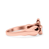 Petite Dainty Heart Lab Opal Ring Solid Oxidized 925 Sterling Silver