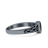 Celtic Style Marquise Lab Opal Ring Solid Oxidized 925 Sterling Silver