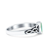 Celtic Style Marquise Lab Opal Ring Solid Oxidized 925 Sterling Silver