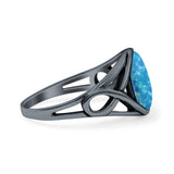 Infinity Shank Lab Opal Ring Solid Round Oxidized 925 Sterling Silver