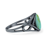 Infinity Shank Lab Opal Ring Solid Round Oxidized 925 Sterling Silver