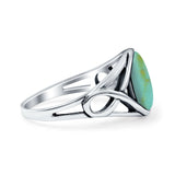 Infinity Shank Lab Opal Ring Solid Round Oxidized 925 Sterling Silver