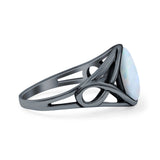 Infinity Shank Lab Opal Ring Solid Round Oxidized 925 Sterling Silver