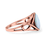 Infinity Shank Lab Opal Ring Solid Round Oxidized 925 Sterling Silver