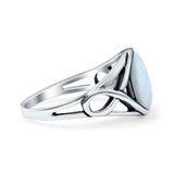 Infinity Shank Lab Opal Ring Solid Round Oxidized 925 Sterling Silver