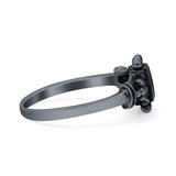 Petite Dainty Emerald Lab Opal Ring Solid Oxidized 925 Sterling Silver