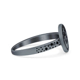 Moon and Stars Oxidized Band Solid 925 Sterling Silver Thumb Ring (10mm)