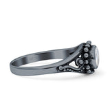 Petite Dainty Vintage Style Oval Thumb Ring Statement Fashion Oxidized Solid 925 Sterling Silver