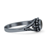 Petite Dainty Vintage Style Oval Thumb Ring Statement Fashion Oxidized Solid 925 Sterling Silver