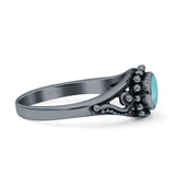 Petite Dainty Vintage Style Oval Thumb Ring Statement Fashion Oxidized Solid 925 Sterling Silver