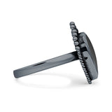 Petite Dainty Statement Fashion Pear Thumb Ring Oxidized Solid 925 Sterling Silver