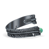 Adjustable Feather Thumb Ring Boho Fashion Oxidized Solid 925 Sterling Silver