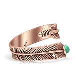 Adjustable Feather Thumb Ring Boho Fashion Oxidized Solid 925 Sterling Silver