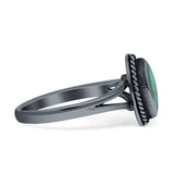 Marquise Twisted Rope Oxidized Split Shank Turquoise Black Onyx Thumb Ring 925 Sterling Silver