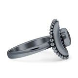 Crescent Moon Ring Oxidized 925 Sterling Silver