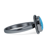 Cushion Cut Oxidized Twisted Rope Lab Created Thumb Ring 925 Sterling Silver