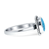 Cushion Cut Oxidized Twisted Rope Lab Created Thumb Ring 925 Sterling Silver