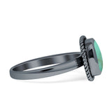 Cushion Cut Oxidized Twisted Rope Turquoise Black Onyx Thumb Ring 925 Sterling Silver