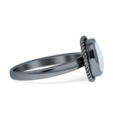 Cushion Cut Oxidized Twisted Rope Lab Created Thumb Ring 925 Sterling Silver