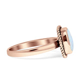 Cushion Cut Oxidized Twisted Rope Lab Created Thumb Ring 925 Sterling Silver