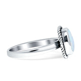 Cushion Cut Oxidized Twisted Rope Lab Created Thumb Ring 925 Sterling Silver