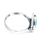 Triangular Ring Created White Opal & Blue Opal Oxidized 925 Sterling Silver