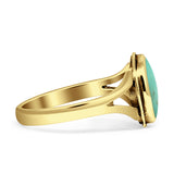 Oval Split Shank Turquoise Onyx Oxidized Ring 925 Sterling Silver