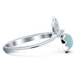 Mermaid Ring Fishtail Round Turquoise & Larimar Cubic zirconia 925 Sterling Silver