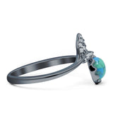 Mermaid Ring Fishtail Round Turquoise & Larimar Cubic zirconia 925 Sterling Silver