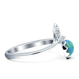 Mermaid Ring Fishtail Round Turquoise & Larimar Cubic zirconia 925 Sterling Silver