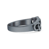 Infinity Celtic Oxidized Band Solid 925 Sterling Silver Thumb Ring (7mm)