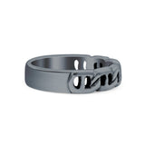 Chain Link Oxidized Band Solid 925 Sterling Silver Thumb Ring (4mm)