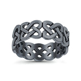 Celtic Oxidized Band Solid 925 Sterling Silver Thumb Ring (7mm)