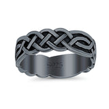 Celtic Oxidized Band Solid 925 Sterling Silver Thumb Ring (8mm)