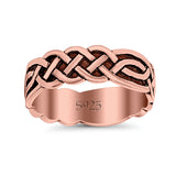 Celtic Oxidized Band Solid 925 Sterling Silver Thumb Ring (8mm)