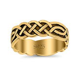 Celtic Oxidized Band Solid 925 Sterling Silver Thumb Ring (8mm)