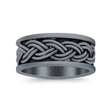 Celtic Weave Crisscross Infinity Oxidized Band Solid 925 Sterling Silver Thumb Ring (8mm)