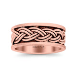 Celtic Weave Crisscross Infinity Oxidized Band Solid 925 Sterling Silver Thumb Ring (8mm)