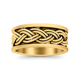 Celtic Weave Crisscross Infinity Oxidized Band Solid 925 Sterling Silver Thumb Ring (8mm)