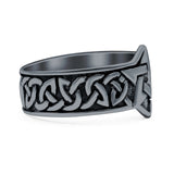 Celtic Pentagram Star Oxidized Band Solid 925 Sterling Silver Thumb Ring (15mm)