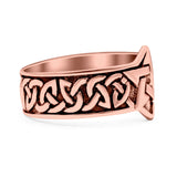 Celtic Pentagram Star Oxidized Band Solid 925 Sterling Silver Thumb Ring (15mm)