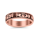 Claddagh Oxidized Band Solid 925 Sterling Silver Thumb Ring (6mm)