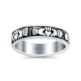 Claddagh Oxidized Band Solid 925 Sterling Silver Thumb Ring (6mm)