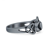 Claddagh Ring Oxidized Band Solid 925 Sterling Silver Thumb Ring (8mm)