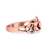 Claddagh Ring Oxidized Band Solid 925 Sterling Silver Thumb Ring (8mm)
